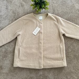 NWT Joie Snap-Button Front Cream Sherpa Teddy Jacket Size: Medium